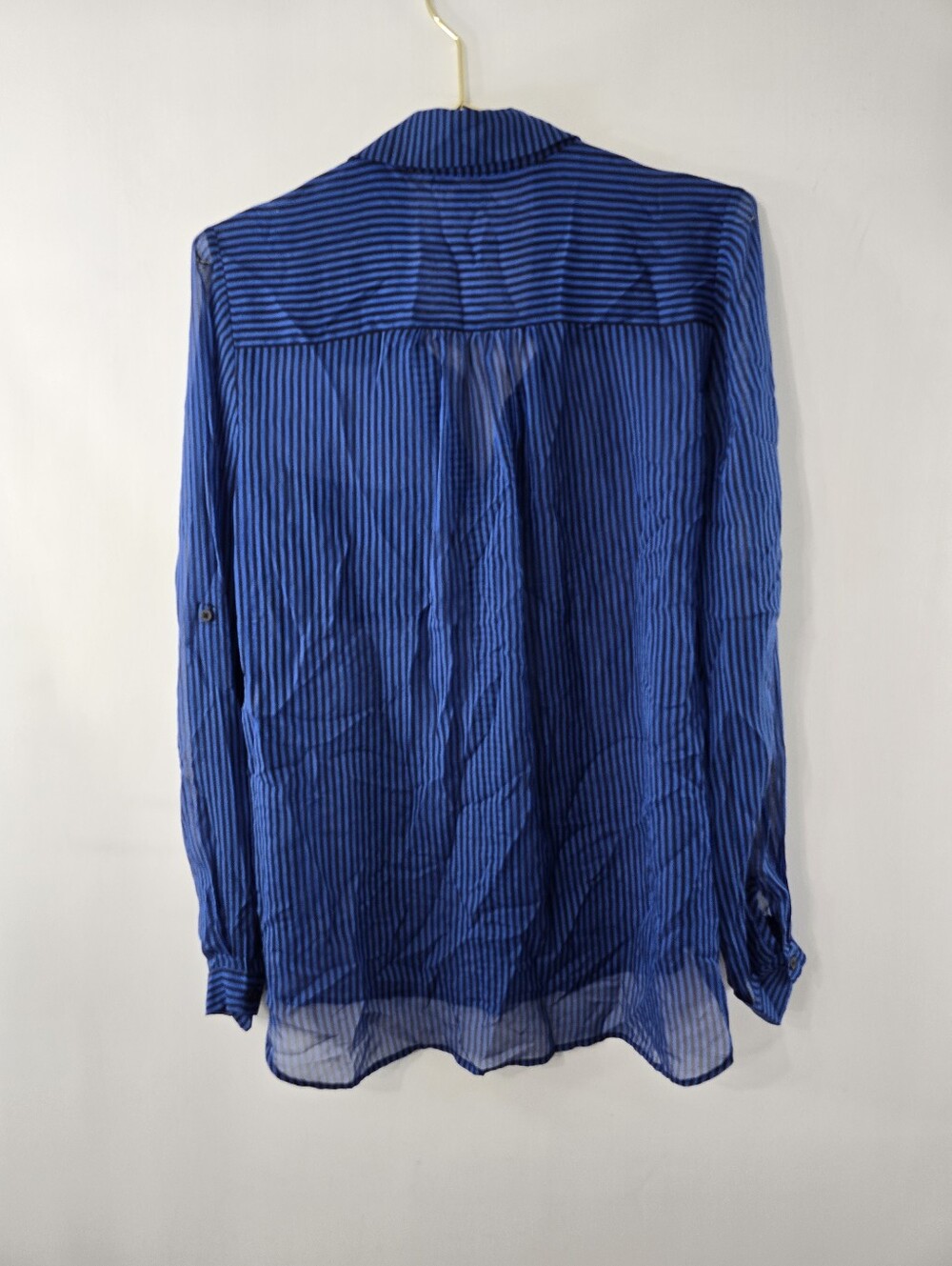 DVF Diane Von Furstenberg Lorelei 2 Silk Button Up Down Stripe Roll Tab Blouse 8 - Picture 11 of 12